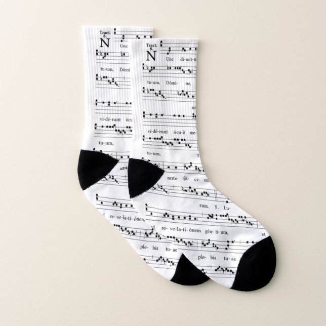 Gregorian Chant Music Nunc Dimittis Socks (Pair)