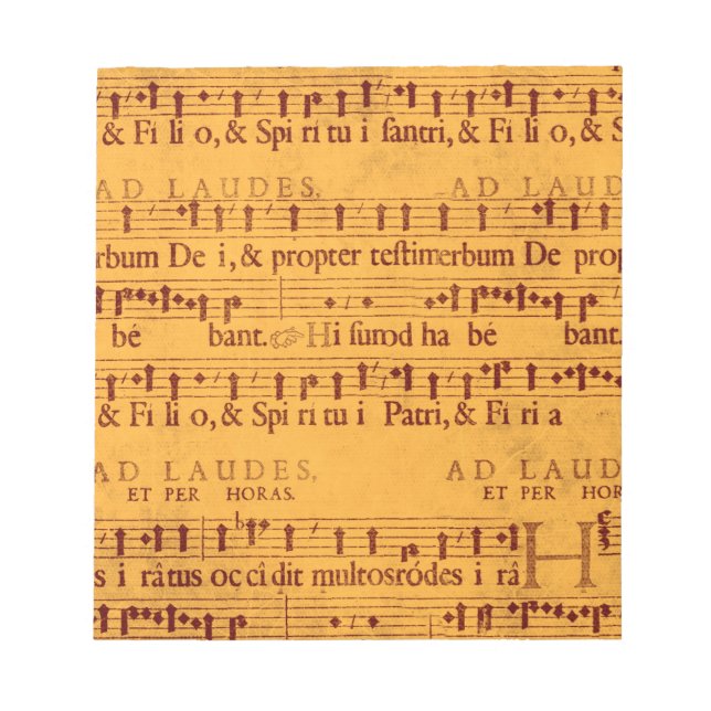 Gregorian chant music score notepad (Front)