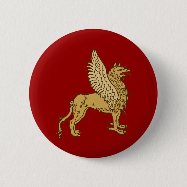 Greif griffin gryphon 6 cm round badge (Front)
