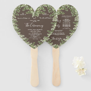 Greige Eucalyptus  Fall Autumn heart Shaped Hand Fan