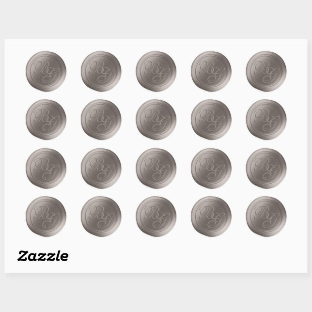 Greige Grey Calligraphy Monogram Wax Seal Stickers (Sheet)