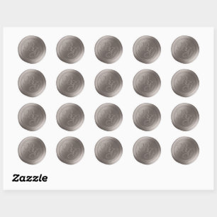 Greige Grey Calligraphy Monogram Wax Seal Stickers