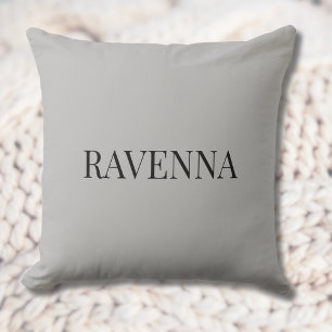 Greige Luxury Serif Personalised Custom Name Cushion