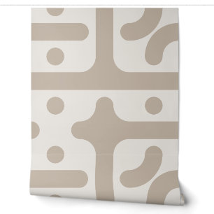 Greige Oversized Mod Geometric Beaded Shapes Wallpaper
