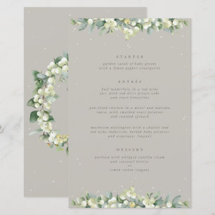 Greige Snowberry+Eucalyptus 3 Course Wedding Menu
