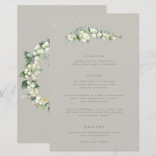 Greige Snowberry+Eucalyptus 3 Course Wedding Menu