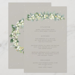 Greige Snowberry+Eucalyptus 3 Course Wedding Menu