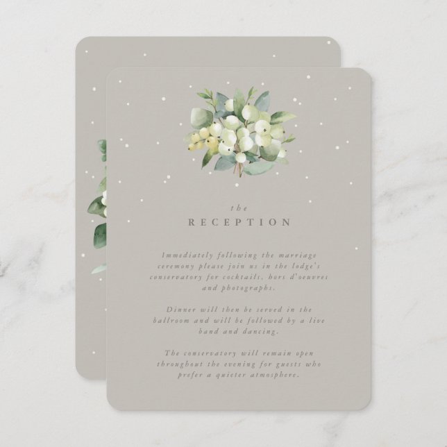 Greige Snowberry+Eucalyptus Bouquet Reception Enclosure Card (Front/Back)
