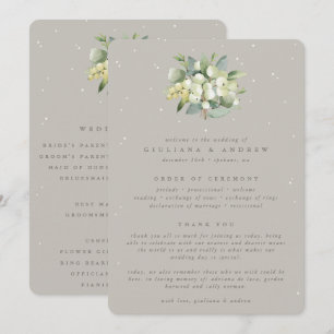 Greige Snowberry+Eucalyptus Bouquet Winter Wedding Program