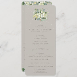 Greige Snowberry+Eucalyptus Bouquet Winter Wedding Program