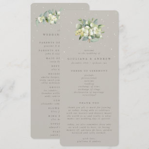 Greige Snowberry+Eucalyptus Bouquet Winter Wedding Program