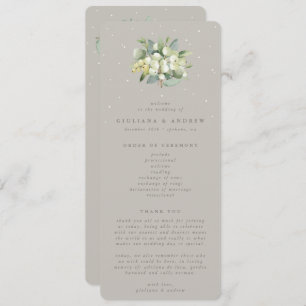 Greige Snowberry+Eucalyptus Bouquet Winter Wedding Program