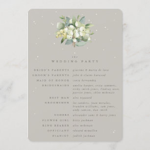 Greige Snowberry+Eucalyptus Bouquet Winter Wedding Program
