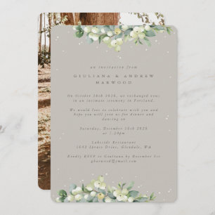 Greige Snowberry+Eucalyptus Reception Photo Invitation