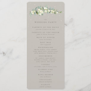 Greige Snowberry+Eucalyptus Stem Winter Wedding Program