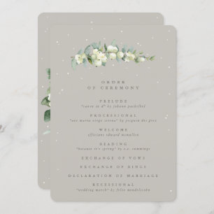 Greige Snowberry+Eucalyptus Stem Winter Wedding Program
