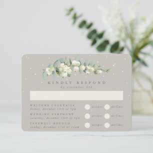 Greige Snowberry+Eucalyptus Wedding Multi-Event RSVP Card