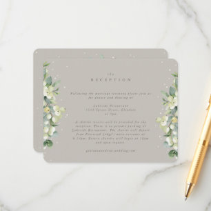 Greige Snowberry+Eucalyptus Wedding Reception Enclosure Card