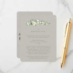 Greige Snowberry+Eucalyptus Wedding Reception Enclosure Card