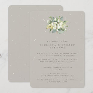 Greige Snowberry+Eucalyptus Wedding Reception Invitation