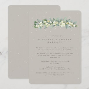 Greige Snowberry+Eucalyptus Wedding Reception Invitation