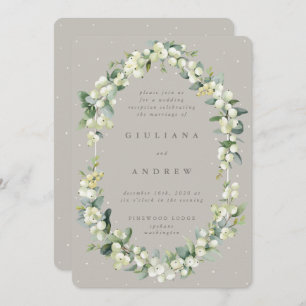 Greige Snowberry+Eucalyptus Wedding Reception Only Invitation