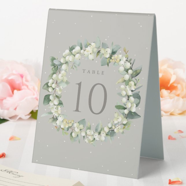 Greige Snowberry+Eucalyptus Wedding Table Number (In SItu (Wedding))