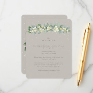 Greige Snowberry+Eucalyptus Winter Wedding Details Enclosure Card