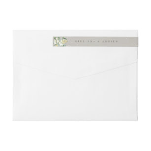 Greige Snowberry+Eucalyptus Winter Wedding Skinny Wrap Around Label