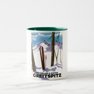 Greitspitz Switzerland & Austria Ski poster Two-Tone Coffee Mug