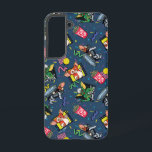 Gremlins™ 80's Retrowave Pattern Samsung Galaxy Case<br><div class="desc">Bring the party (and the chaos) with this vibrant Gremlins™ all-over pattern design! Featuring fan-favorite characters Gizmo and Stripe in playful poses alongside retro TV screens, popcorn, soda cups, planes, and colorful confetti accents, this artwork captures the mischievous, movie-night energy fans adore. Set against a bold blue background with bright...</div>
