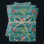Gremlins | Cute Comic Christmas Pattern Wrapping Paper Sheet<br><div class="desc">Check out this fun pattern featuring Gizmo and Stripe under the Christmas tree.</div>