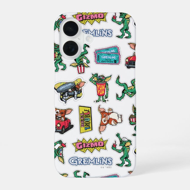 Gremlins™ Sticker Fun Pattern iPhone 16 Case (Back)