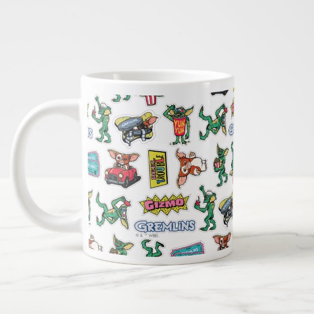 Gremlins™ Sticker Fun Pattern Large Coffee Mug (Left)