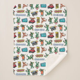 Gremlins™ Sticker Fun Pattern Sherpa Blanket