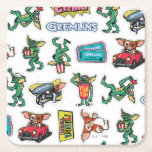 Gremlins™ Sticker Fun Pattern Square Paper Coaster<br><div class="desc">Celebrate classic creature-feature fun with this vibrant Gremlins™ sticker-style pattern! Packed with fan-favorite characters like Gizmo and Stripe, retro logos, popcorn moments, movie tickets, and playful props, this design captures all the mischievous energy and nostalgic charm of the iconic film. The collage-style layout creates a bold “sticker bomb” effect, with...</div>