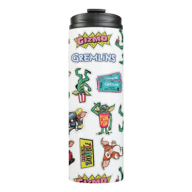 Gremlins™ Sticker Fun Pattern Thermal Tumbler (Front)