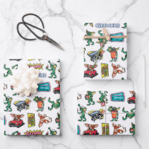 Gremlins™ Sticker Fun Pattern Wrapping Paper Sheet