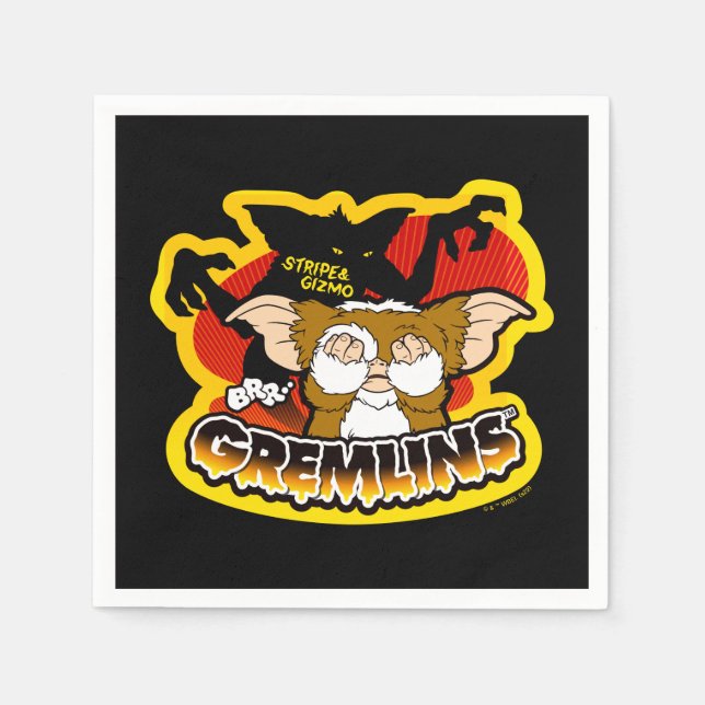 Gremlins | Stripe Scaring Gizmo Napkin (Front)