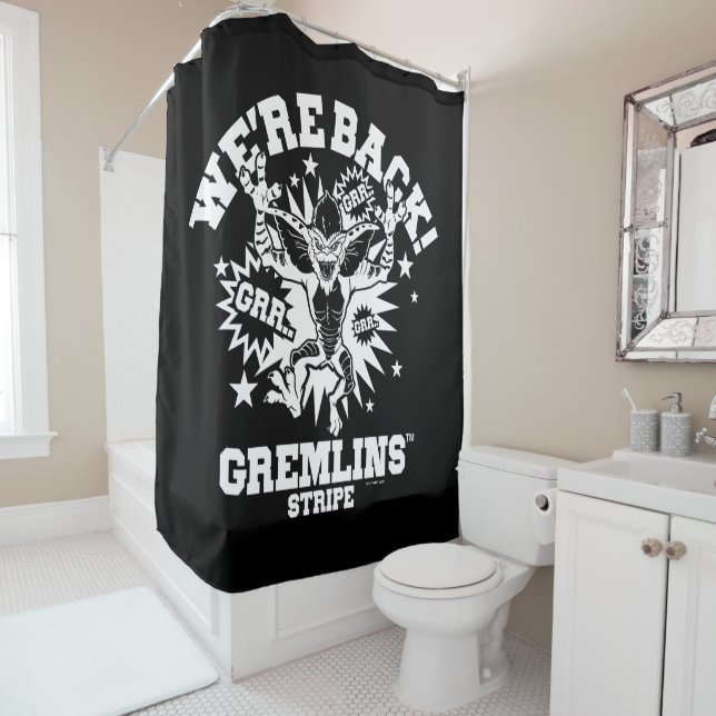 Gremlins | Stripe We're Back Shower Curtain (In Situ)