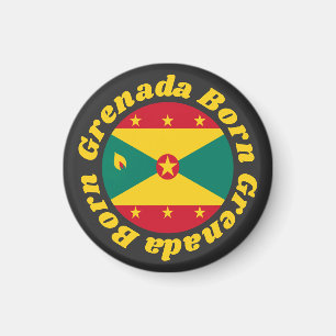 Grenada Born   Flag of Grenada Yellow Typography Magnet