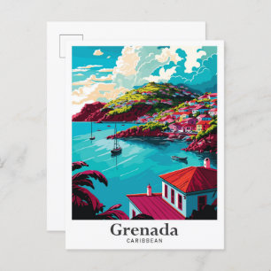 Grenada Caribbean Vintage Travel Portrait  Postcard