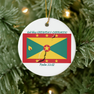 GRENADA & CARRIACOU FLAG MAP Customisable Ceramic Ornament