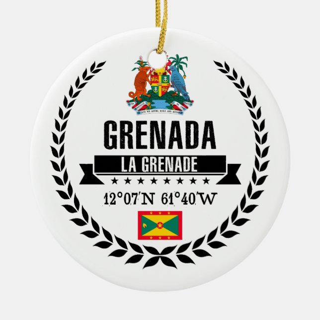 Grenada Ceramic Tree Decoration (Front)