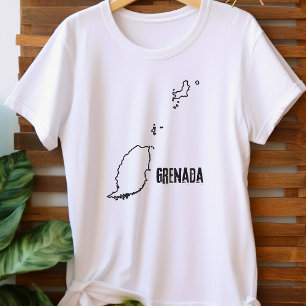 Grenada Country Map Outline Grenadian Border Line T-Shirt