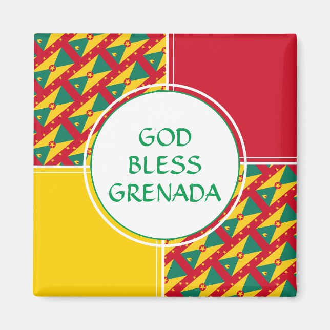 GRENADA Custom Patriotic GOD BLESS Fridge Magnet (Front)