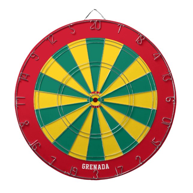Grenada Flag Colourful Patriotic Dartboard (Front)