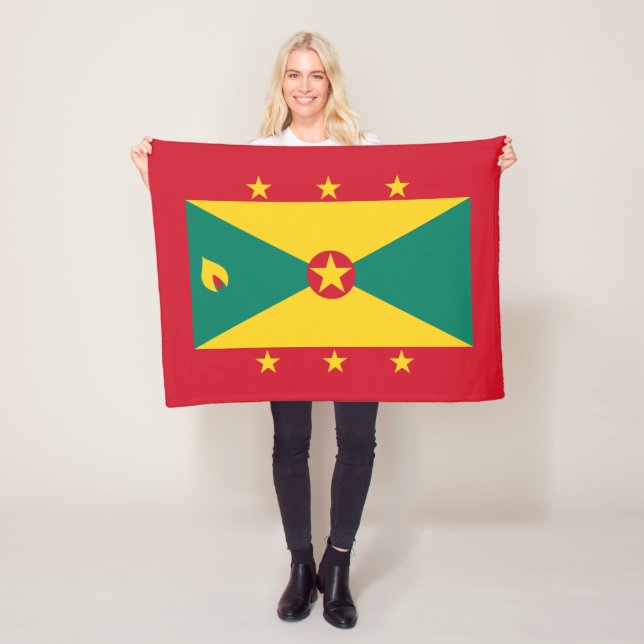 Grenada Flag Fleece Blanket (In Situ)