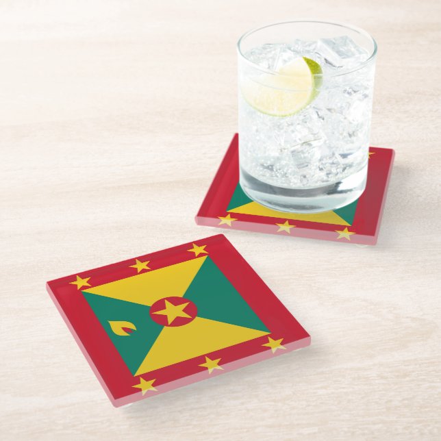 Grenada flag glass coaster (Angled)