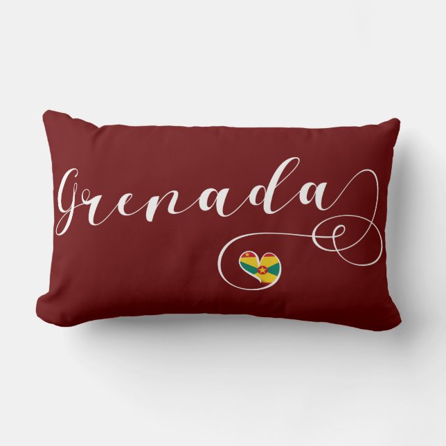Grenada Flag, Grenadian Heart Lumbar Cushion (Front)